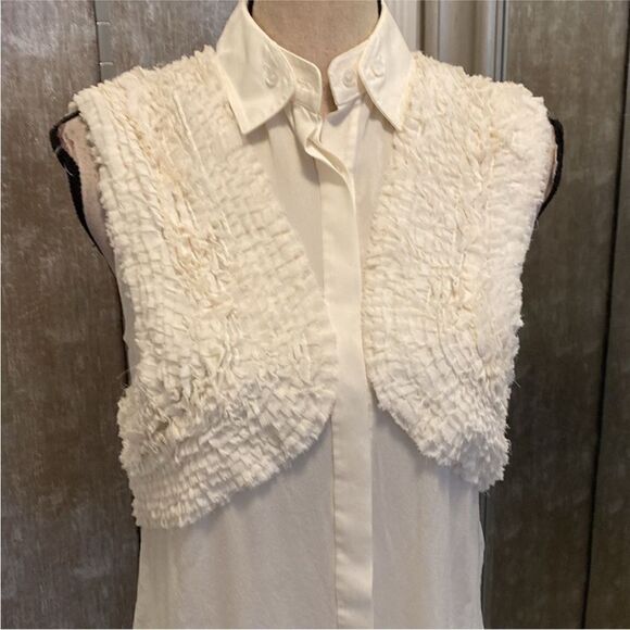 Jason Wu Elegant Cream Sleeveless silk Top, US2 - Picture 2 of 9